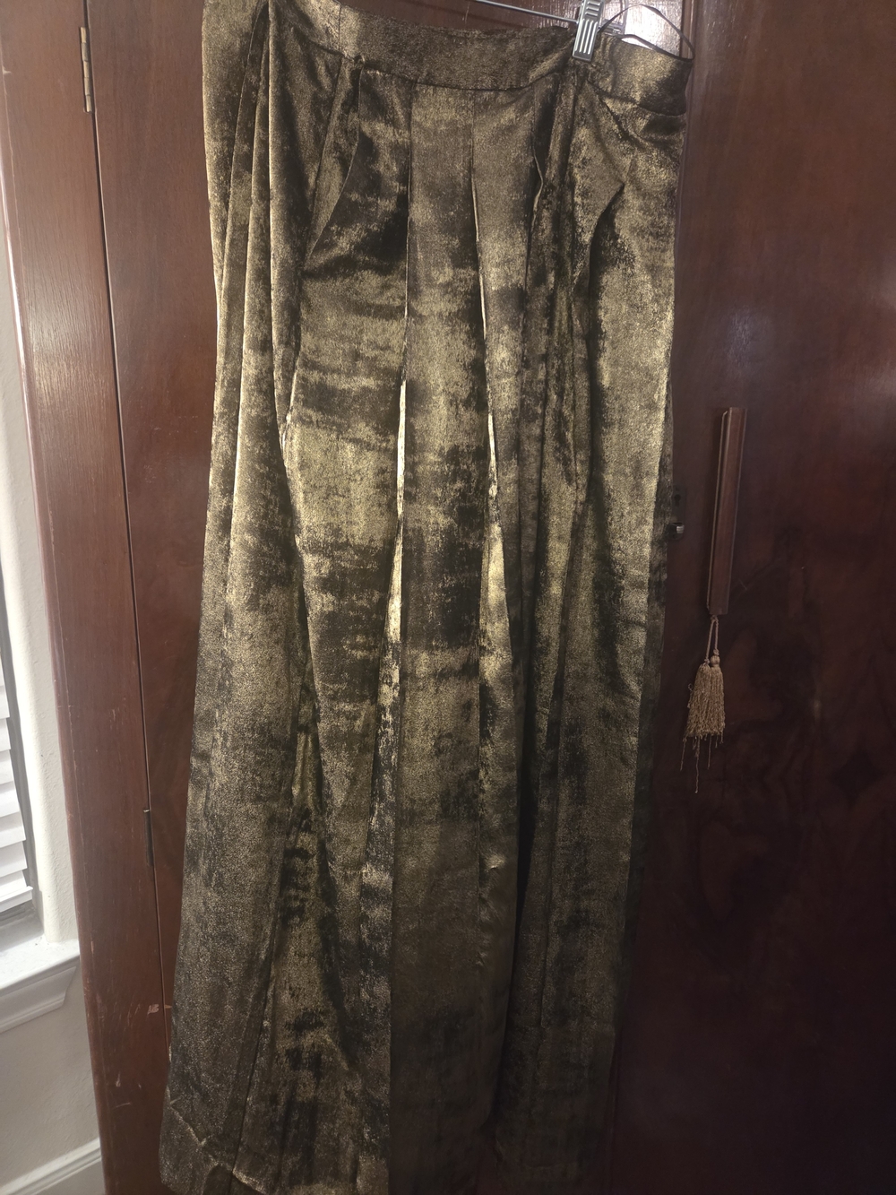 Banana Republic Metallic Olive Wide Leg Pants